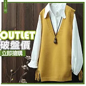 adora Ｖ領馬甲短款針織背心XL黃色