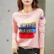 【初色】印花字母亮片T恤-共6色-94043(M-2XL可選)M花季粉