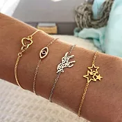 AmaZing 超值!時尚個性獨角獸混色4件套組手鍊_金色