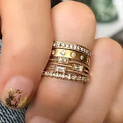 AmaZing 超值!歐美個性鑲鑽幾何6件套組戒指_金色