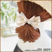 『坂井．亞希子』華麗蕾絲花紋刺繡珍珠水鑽彈簧夾 -灰色