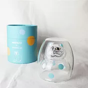 Lisa Larson 斑點貓咪雙層玻璃杯-藍