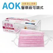 【AOK】新型醫用專利可調式-超舒適平面口罩(50片/盒)成人款-甜心粉-台灣製