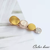 【卡樂熊】時尚亞光月石造型髮夾/邊夾(三色)-芥黃