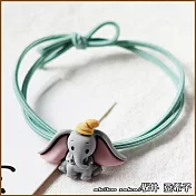 『坂井．亞希子』超萌卡通立體小飛象髮圈 -綠色線