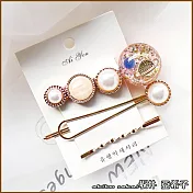 『坂井．亞希子』寰宇惑星珍珠造型一字夾三件組 -粉色