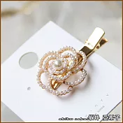 『坂井．亞希子』鏤空立體工藝山茶花鴨嘴夾 -珍珠款