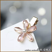 『坂井．亞希子』文藝簡約一朵小花水晶髮夾 -粉色短版