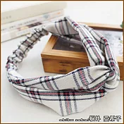 『坂井．亞希子』 英倫氣質風格紋造型交叉髮帶 -白色