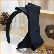 『坂井．亞希子』復古甜美寬蝴蝶結布料髮箍 -藍色