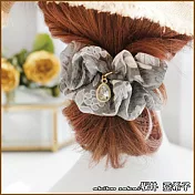 『坂井．亞希子』古典名畫系列色彩碎花雪紡水鑽造型髮圈 -灰色