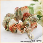 『坂井．亞希子』古典名畫系列色彩碎花雪紡水鑽造型髮圈 -橙綠油畫