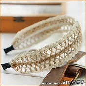 『坂井．亞希子』文藝典雅少女棉麻鏤空蕾絲造型髮箍 -A款(棕色線)