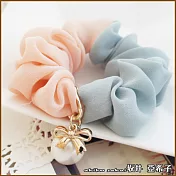 『坂井．亞希子』氣質優雅雙色蝴蝶結珍珠垂墜造型髮圈 -粉+綠