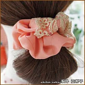 『坂井．亞希子』清新蕾絲花紋刺繡造型髮圈 -粉色