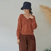 【慢。生活】簡約素色短板針織罩衫 303　FREE紅色