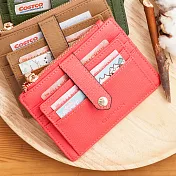 CHENSON真皮 9卡証件票卡夾卡包 寒梅粉(W19020-F)