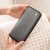 CHENSON 8卡4鈔 品牌訂製拉鍊長夾 黑(CG15128-3)