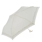 【日本nifty colors】抗UV晴雨兩用迷你花邊折傘 ‧團團貓咪(米白)