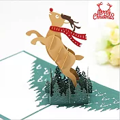3D立體紙雕卡片‧耶誕快樂‧耶誕卡‧聖誕卡‧3D馴鹿‧魯道夫