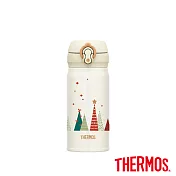 【THERMOS 膳魔師】繽紛聖誕派對 超輕量不鏽鋼真空保溫瓶0.35L(JNL-352CM-PRW)