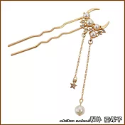 『坂井．亞希子』日月星辰珍珠鏈條垂墜U型髮簪 -單一色系