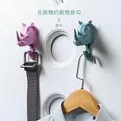 北歐風 裝飾動物頭掛勾 衣帽鉤 無痕黏鉤 壁飾 (1入)綠色犀牛