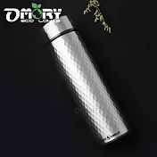 【OMORY】金鑽立體菱格紋不鏽鋼保冷/保溫瓶500ML- 銀色