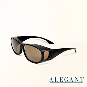 【ALEGANT】質感霧黑全罩式寶麗來偏光墨鏡/外掛式UV400太陽眼鏡/包覆套鏡