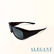 【ALEGANT】低調沙褐豹紋全罩式寶麗來偏光墨鏡/外掛式UV400太陽眼鏡/包覆套鏡