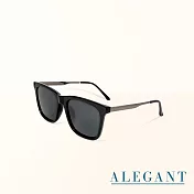 【ALEGANT】潮流造型純黑輕量TR90寶麗來偏光墨鏡/UV400太陽眼鏡