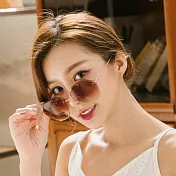 【ALEGANT】幾何淺棕漸層無框墨鏡/UV400太陽眼鏡