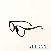 【ALEGANT】簡約造型輕量亮黑方框UV400濾藍光眼鏡