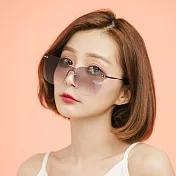 【ALEGANT】眉型無框設計果凍藍漸層墨鏡/UV400太陽眼鏡