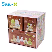 【日本正版授權】角落生物 三抽 塑膠收納盒/抽屜盒/置物盒 桌面收納 角落小夥伴 -粉色款