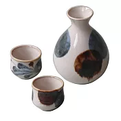 【日本AWASAKA】筆青釉繪燒酒杯壺組