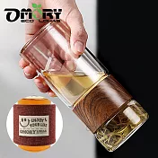 【OMORY】雙層玻璃茶水分離泡茶瓶附布套-330ml-朱紅色