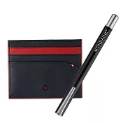 MONDAINE 瑞士國鐵國徽系列牛皮6卡卡片夾紅/黑/灰+多功能磁性筆紅黑