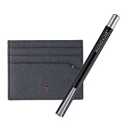 MONDAINE 瑞士國鐵國徽系列牛皮6卡卡片夾紅/黑/灰+多功能磁性筆灰