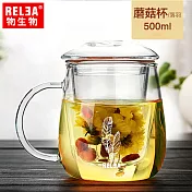 【RELEA 物生物】500ml落羽款耐熱玻璃泡茶杯(附濾茶器)