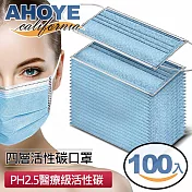 【AHOYE】新型四層活性碳口罩 牛仔藍 100入