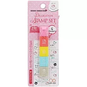 sun-star  迷你方形筆型萬用印章 裝飾印章 手帳印章 三麗鷗系列 大臉 粉蓋