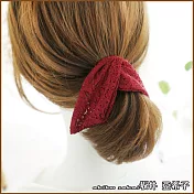 『坂井．亞希子』淑女感布藝蕾絲蝴蝶結造型扭扭夾 -紅色