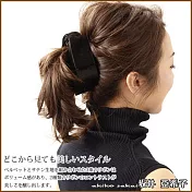 『坂井．亞希子』素色多層次絲絨蝴蝶結馬尾夾 -黑色