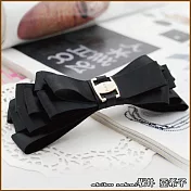 『坂井．亞希子』優雅金屬裝飾多層次蝴蝶結髮夾 -黑色