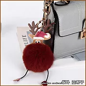 『坂井．亞希子』趣味聖誕卡通麋鹿造型毛球鑰匙圈 -焦糖色