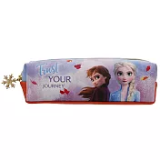 sun-star 皮革材質筆袋 化妝包 收納包 迪士尼 冰雪奇緣2 艾莎&安娜 楓葉 橘