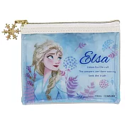 sun-star 半透明PVC扁平收納袋  零錢包 迪士尼 冰雪奇緣2 手繪風 艾莎 冰雪世界 藍白