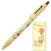 sun-star 日本製雙色三用筆 原子筆 自動鉛筆  迪士尼 小熊維尼 紅氣球 黃