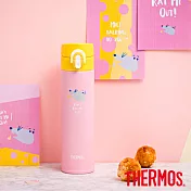 【THERMOS 膳魔師】專鼠小秘密系列 超輕量彈蓋不鏽鋼保溫瓶0.4L(JNI-402MS-PK)粉色